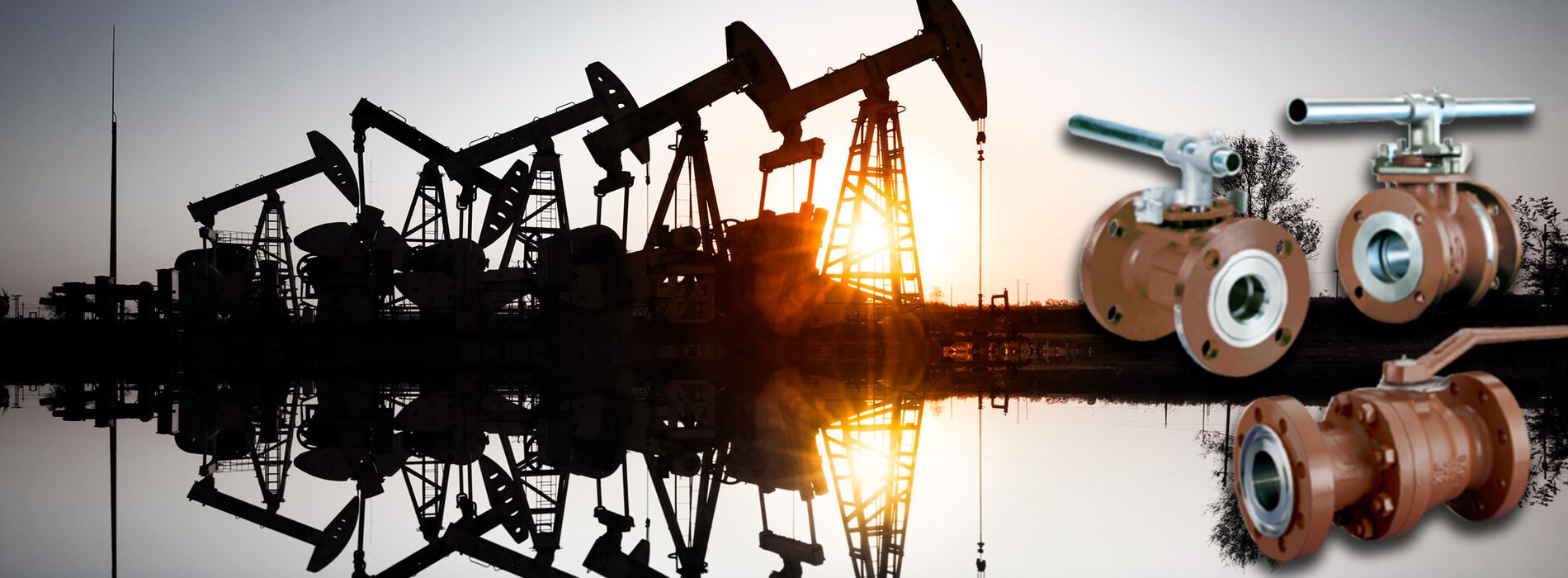 Upstream oil pumps with KF valves in the forground